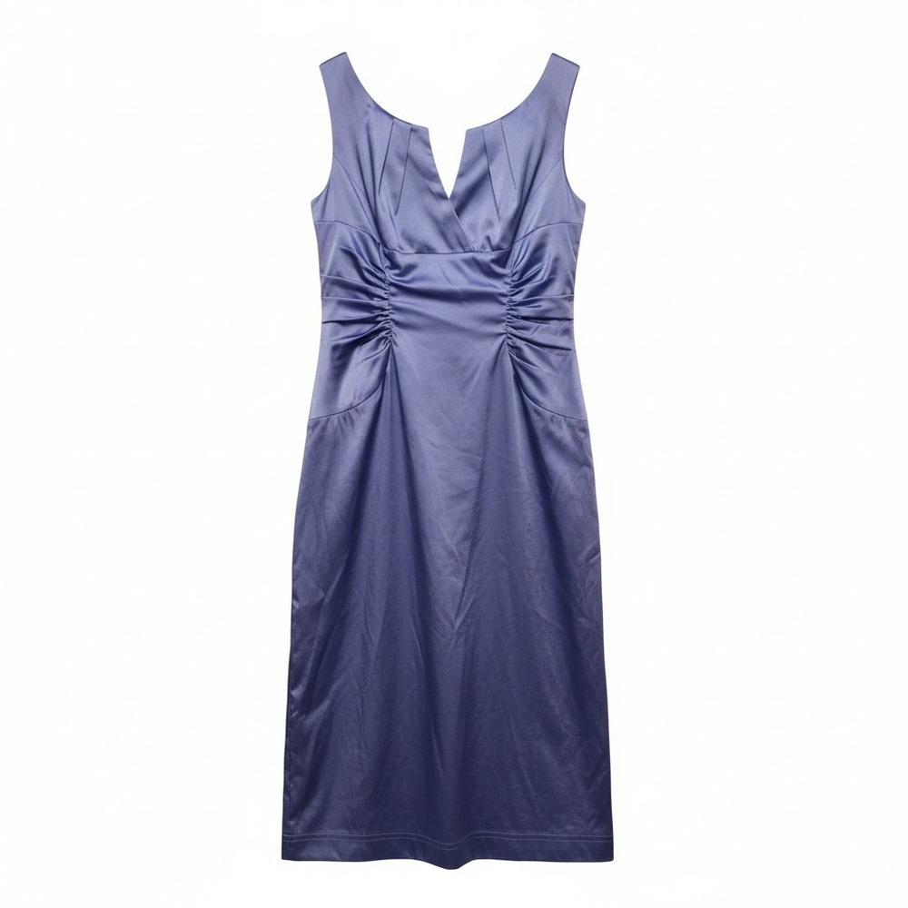 Adrianna Papell Blue Side Ruched Taffeta Cocktail Sheath Dress Size 4 NWT